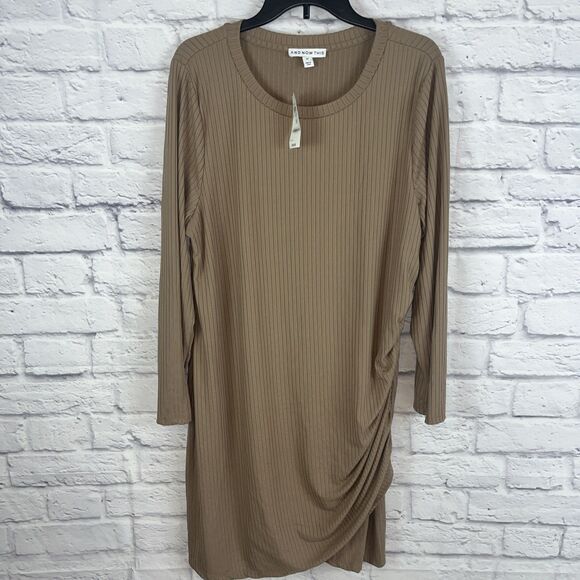 And Now This Women’s NWT Casual Ruched Side Ribbed Midi Dress Size 2X - Picture 1 of 7